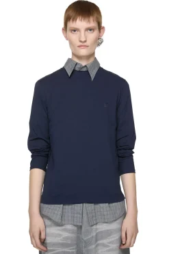 Acne Regular Fit Face Long Sleeve Genser Mørkeblå