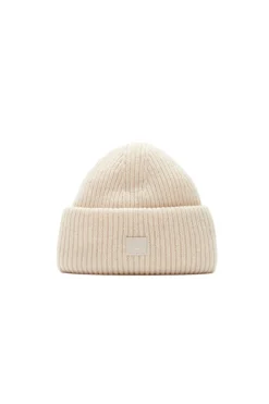 Acne Small face logo beanie Lue Lys Beige