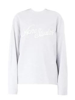 Acne T-shirt Logo - Relaxed Fit Genser Lysegrå