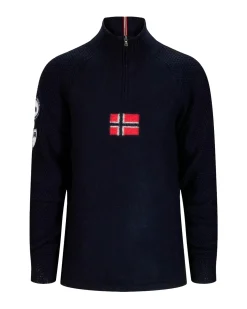 Amundsen Boiled Ski Sweater Mens W Flag Genser Marine