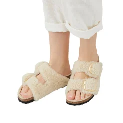 Birkenstock Arizona Big Buckle Teddy Narrow Sko Off-White