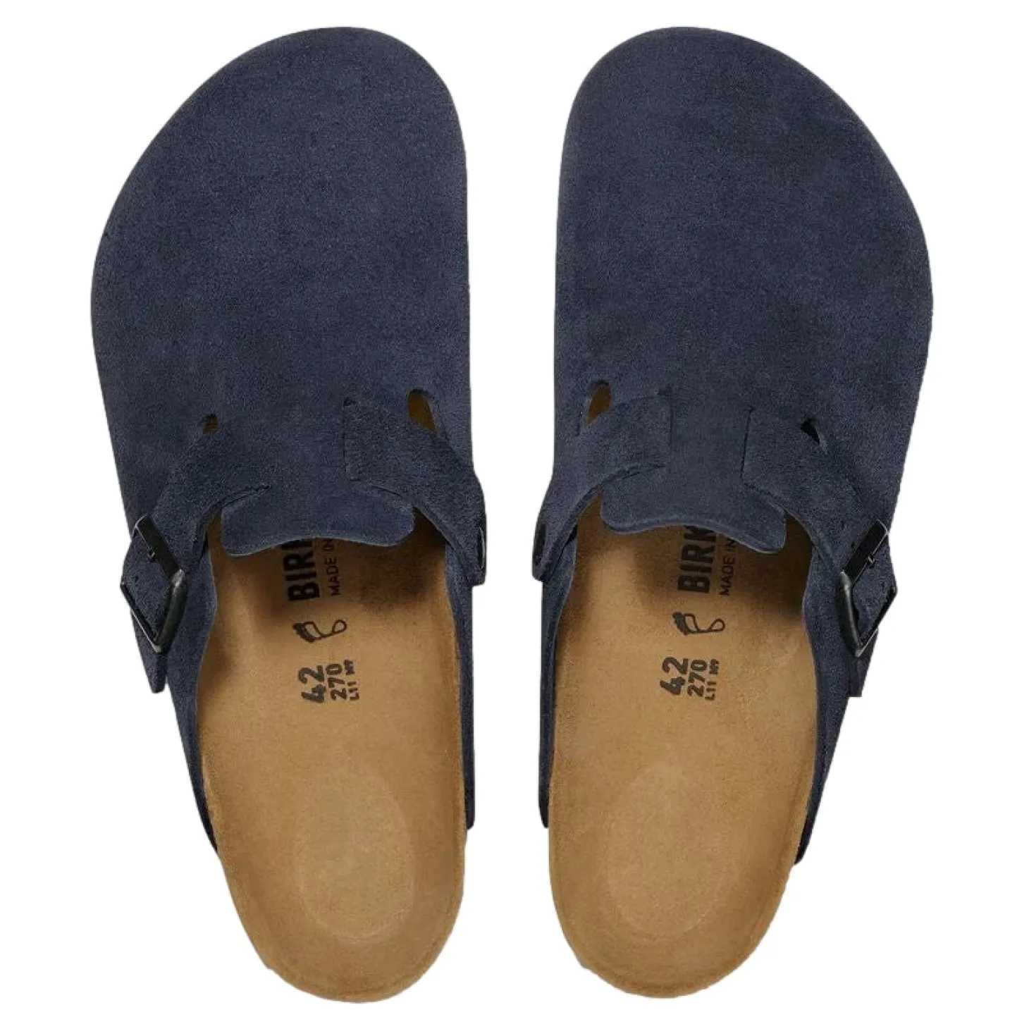 Birkenstock Boston Suede Leather Regular Sko Navy