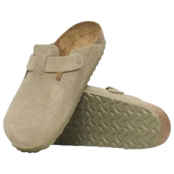 Birkenstock Boston Suede Narrow Faded Khaki Sko Khaki