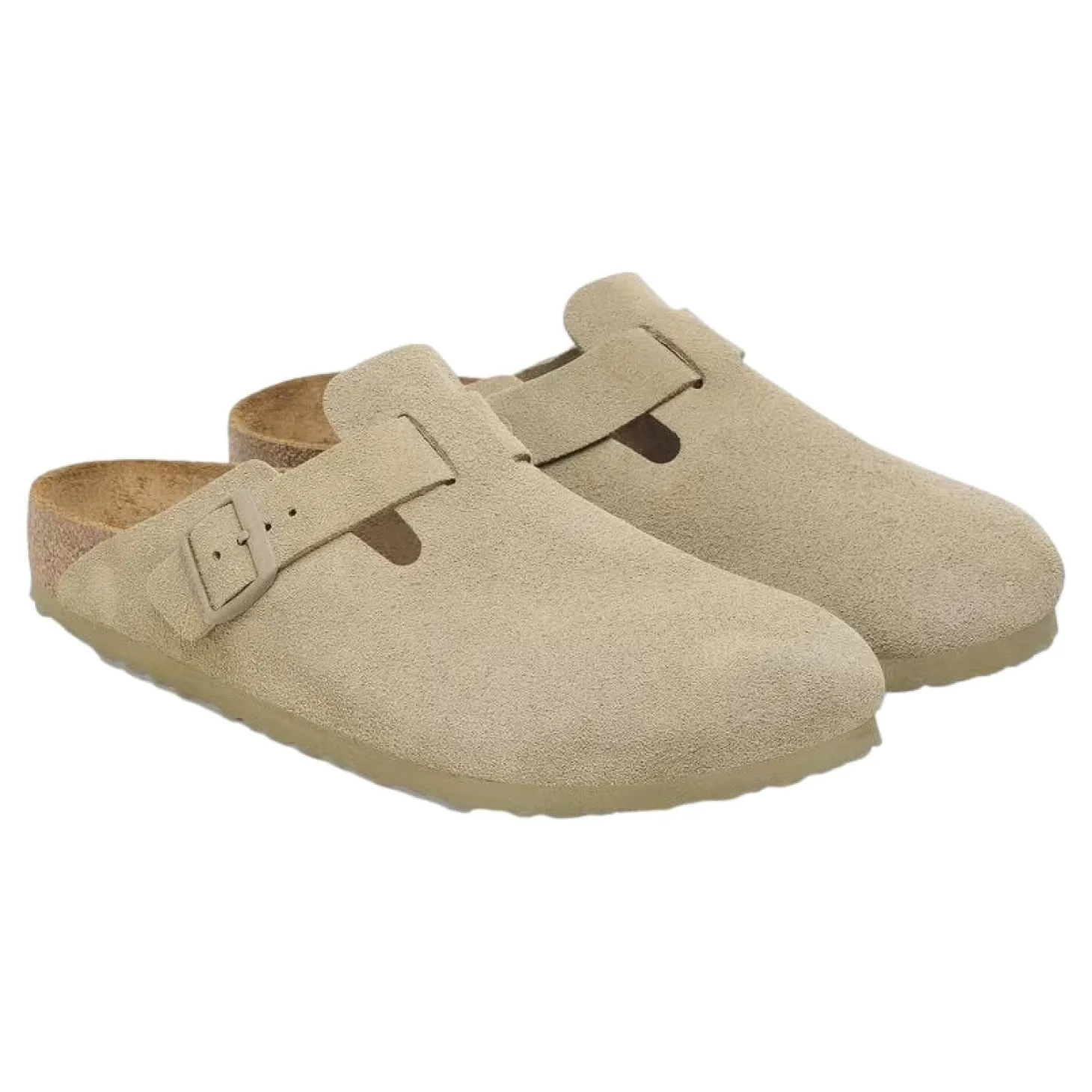 Birkenstock Boston Suede Narrow Faded Khaki Sko Khaki