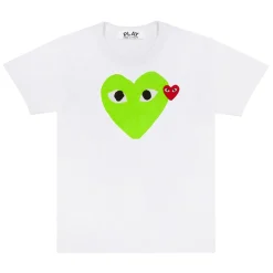 Comme des Garcons Play U T-shirt Red Emblem Knit T-shirt Hvit Og Grønn