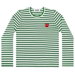 Comme des Garcons Play Unisex T-Shirt LS Red Emblem Genser Grønn