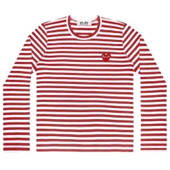 Comme des Garcons Play Unisex T-Shirt LS Red Emblem Genser Rød