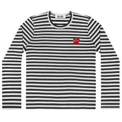 Comme des Garcons Play Unisex T-Shirt LS Red Emblem Genser Sort