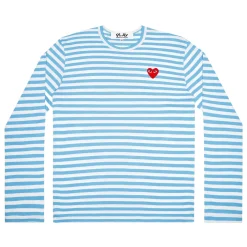 Comme des Garcons Play Unisex T-Shirt LS Red Emblem Genser Lyseblå