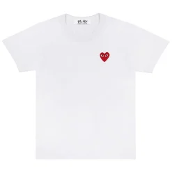 Comme des Garcons Play Unisex T-Shirt Red Emblem T-shirt Hvit