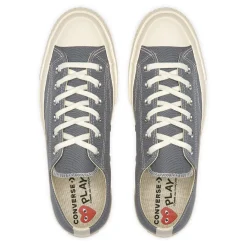 Comme des Garcons Play x Converse CDG Big Heart LOW Top Grey Sko Grå