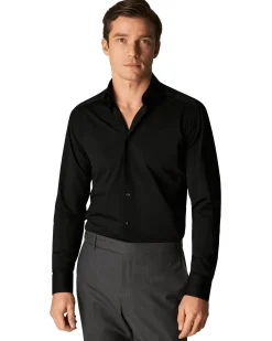 Eton Black Four-Way Stretch Shirt Skjorte Sort