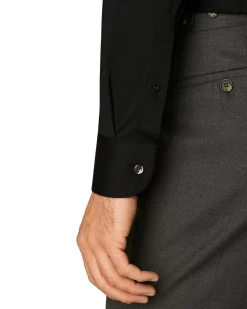 Eton Black Four-Way Stretch Shirt Skjorte Sort