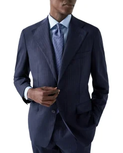 Eton Fine Stripe Signature Twill Shirt Skjorte Lyseblå Striper