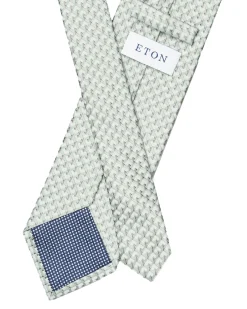 Eton Geometric Print Silk Tie Slips Grønn Mønster