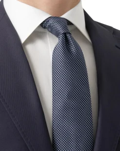 Eton Geometric Woven Slik Tie Slips Marine