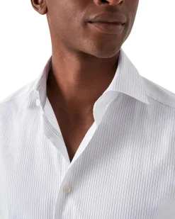 Eton Light Blue Striped Signature Twill Shirt Skjorte Stripet