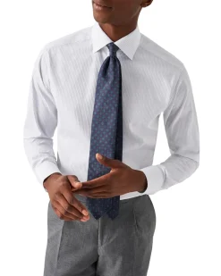 Eton Light Blue Striped Signature Twill Shirt Skjorte Stripet