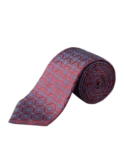 Eton Medallion Woven Silk Tie Slips Rødt Mønster