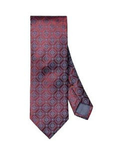 Eton Medallion Woven Silk Tie Slips Rødt Mønster