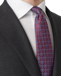Eton Medallion Woven Silk Tie Slips Rødt Mønster