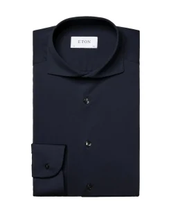 Eton Navy Four-Way Stretch Shirt Skjorte Marine