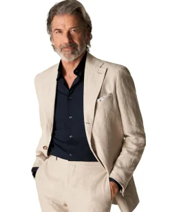 Eton Navy Four-Way Stretch Shirt Skjorte Marine