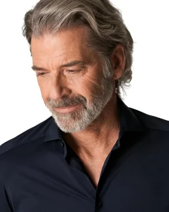 Eton Navy Four-Way Stretch Shirt Skjorte Marine