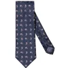 Eton Paisley Silk Linen Tie Slips Marine
