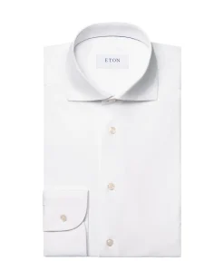Eton Semi Solid Four-Way Stretch Shirt Skjorte Hvit