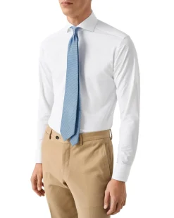 Eton Semi Solid Four-Way Stretch Shirt Skjorte Hvit