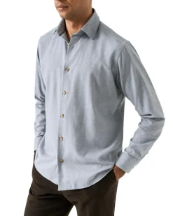 Eton Solid Flannel Shirt Skjorte Lys Blå Melert