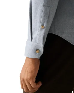Eton Solid Flannel Shirt Skjorte Lys Blå Melert