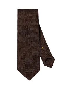 Eton Solid Grenadine Tie Slips Mørkebrun