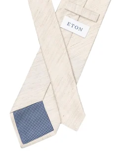 Eton Solid Silk Linen Tie Slips Beige