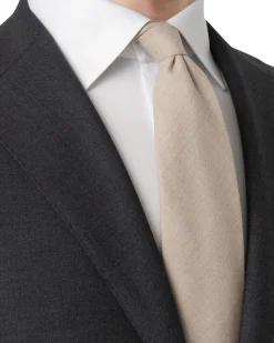 Eton Solid Wool Flannel Tie Slips Beige