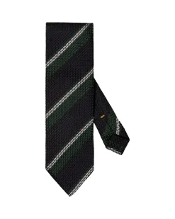 Eton Striped Grenadine Silk Tie Slips Blå Og Grønn