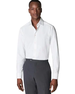 Eton White Four-Way Stretch Shirt Skjorte Hvit