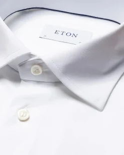 Eton White Four-Way Stretch Shirt Skjorte Hvit