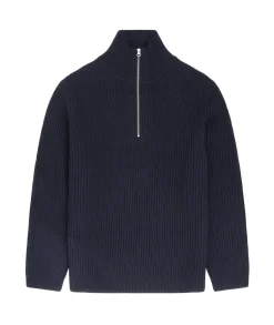 Garment Project Half Zip Wool Knit Genser Navy