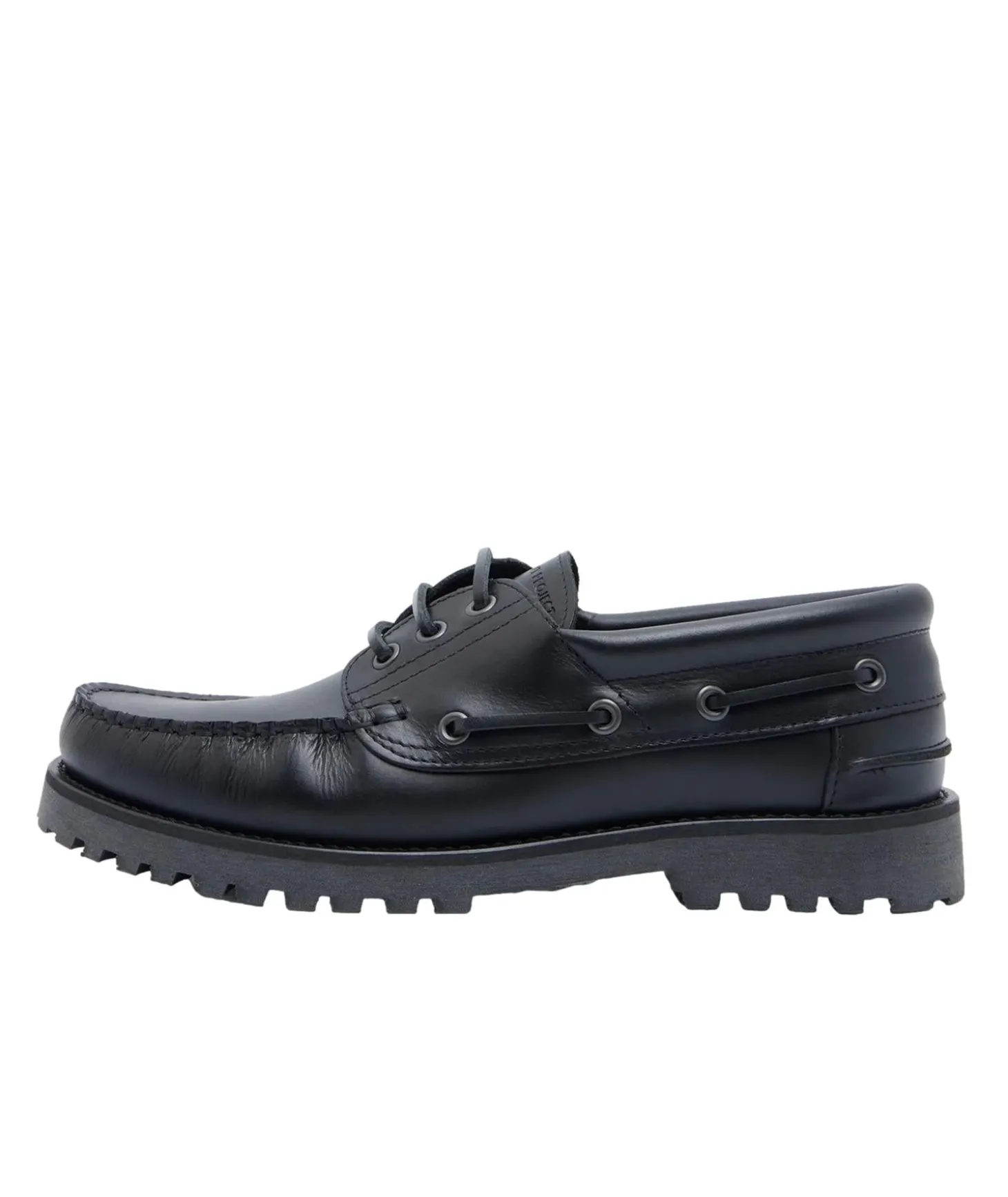 Garment Project Ollie Boat Shoe Black Leather Sko Sort