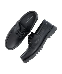 Garment Project Ollie Boat Shoe Black Leather Sko Sort