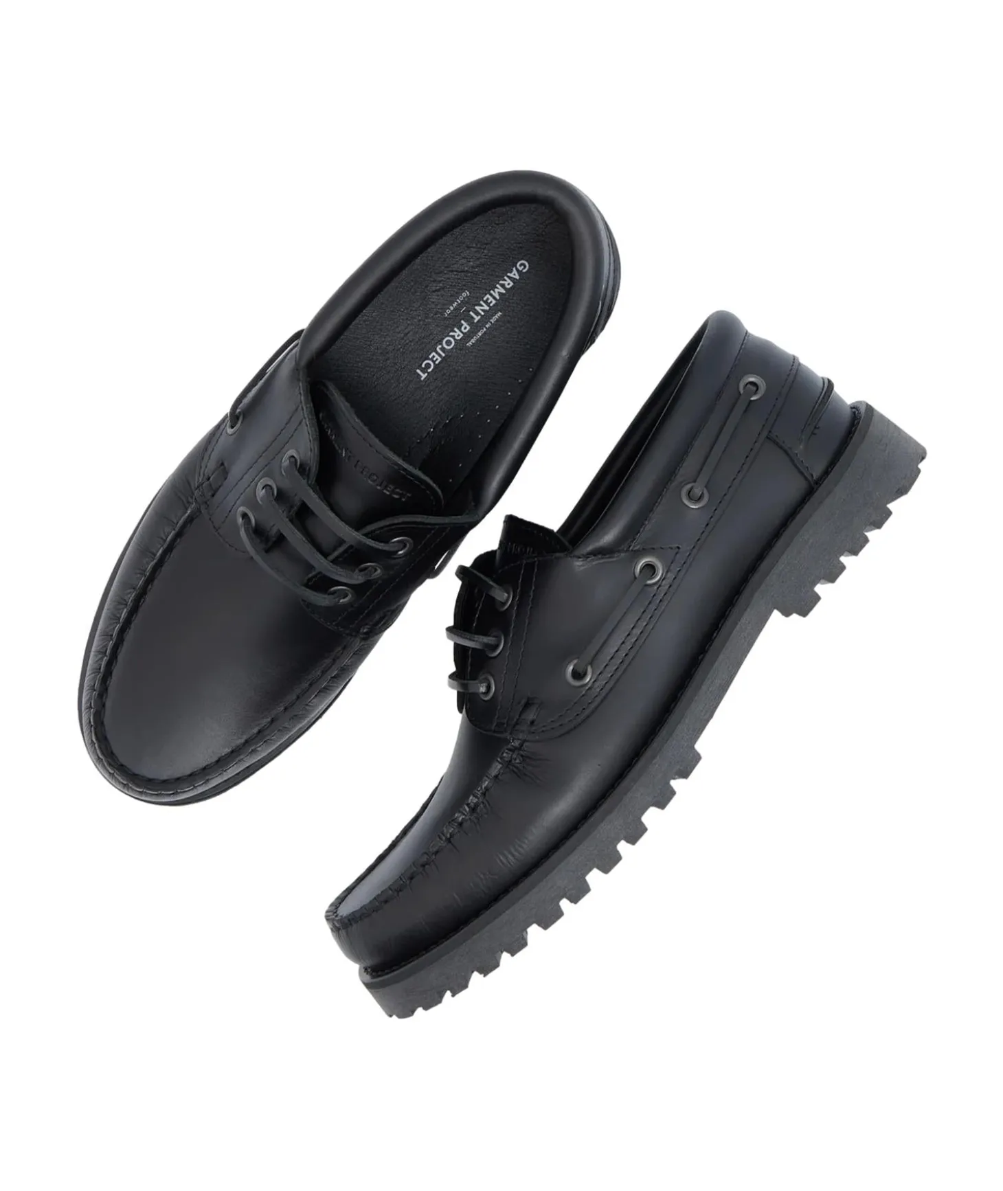 Garment Project Ollie Boat Shoe Black Leather Sko Sort