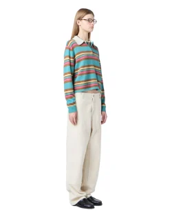 Guest In Residence Cropped Stripe Rugby Genser Turkis Mønster