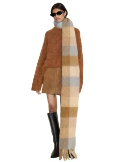 Holzweiler Fresia Blue Check Skjerf Blå Mønstret