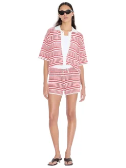 Holzweiler Kelp Striped Shorts Shorts Hvit Og Rød