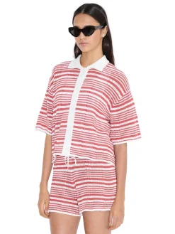 Holzweiler Kelp Striped Shirt T-shirt Hvit Og Rød