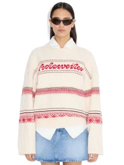 Holzweiler W. Holzweiler Logo Crew Genser Beige Og Rød