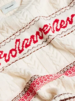 Holzweiler W. Holzweiler Logo Crew Genser Beige Og Rød