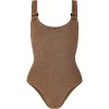Hunza G Domino Swim Crinkle Badedrakt Brun